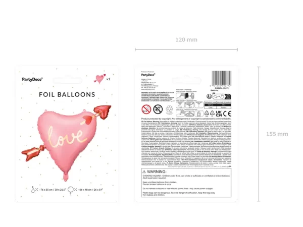 Folija balons - Sirds, 76 x 55 cm