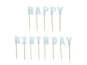 Jubilejas svecītes - Happy Birthday, gaiši zilas / 130-147