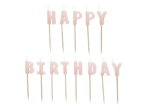 Jubilejas svecītes - Happy Birthday, rozā  / 130-144