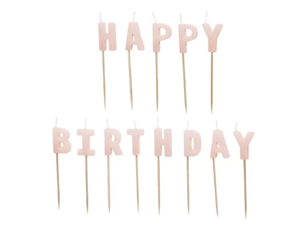 Jubilejas svecītes - Happy Birthday, rozā  / 130-144