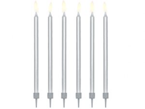 Jubilejas svecītes sudraba 130-93 / 12 gab, 12,5 cm