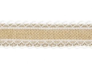 Džutas auduma lenta ar mežģīni 100-573 / 4 cm