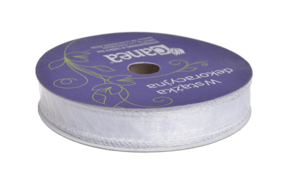 Organzas lenta ar stiepli, balta,15mm x 20 m /100-337B