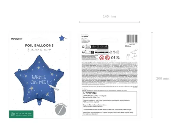Folijas balons- Zvaigzne ar marķieri, 51 cm