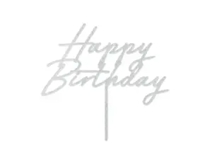 Dekors kūkai, Happy Birthday, sudraba / 120-467
