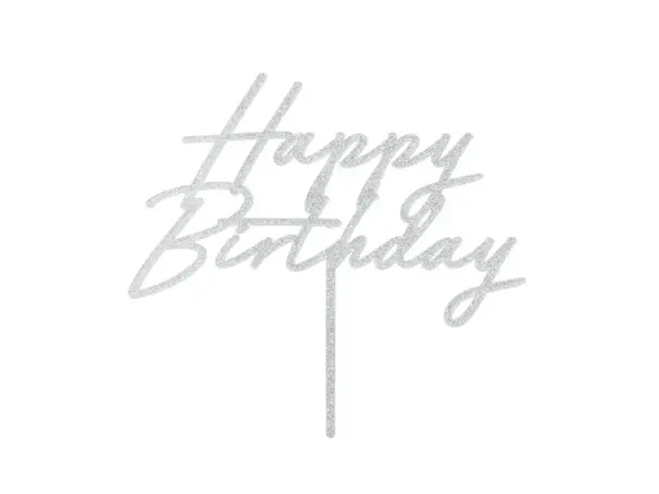 Dekors kūkai, Happy Birthday, sudraba / 120-467