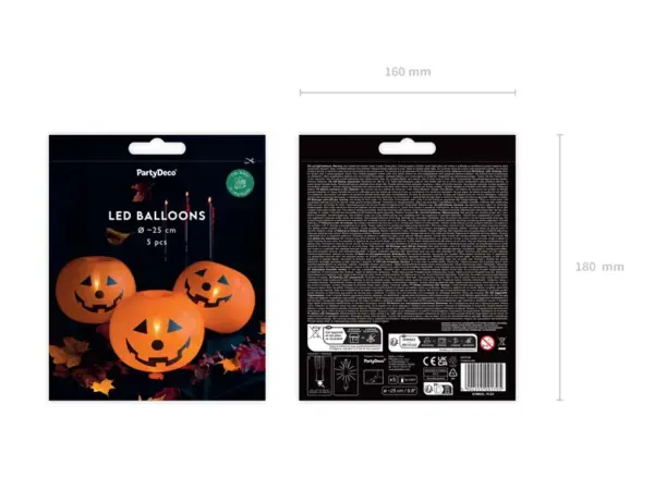 LED gaismas ķirbju baloni, 25 cm, 5 gab / 111-644